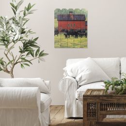 "By the Red Barn" Printed on Wooden Picket Fence Wall Art