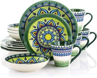 16 Piece Stoneware Dinnerware - Zen Mozaik - Green