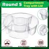 12 Pcs Round Appetizer Serving Trays With Lids 5 Compartment Container Fruit Vegetable Divided Storage Organizer
