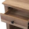 Nightstand Set of 2 Farmhouse Wood Bedside Tables with Charging Station Light Brown
