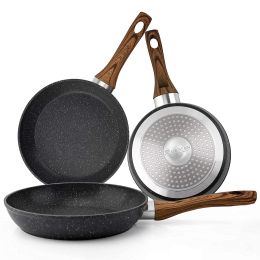 Frying Pan Set 3-Piece Nonstick Saucepan Woks Cookware Set