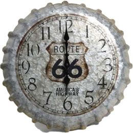 Clock Route 66 Bottlecap 14"