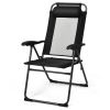 Patio Folding Adjustable Recliner Chairs with 7 Level Backrest - Black - 2 PCS