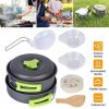 Outdoor Hiking Picnic Camping Cookware Set Picnic Stove Aluminum Pot Pans Kit - 9 PCS