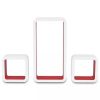 3 White-Red MDF Floating Wall Display Shelf Cubes Book-DVD Storage