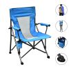 Extended-weighted steel frame portable camping chair with cup holder & liner