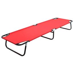Folding Sun Lounger Steel - Red