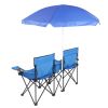 Double Folding Picnic Chair Umbrella Beverage Holder Portable Camping Chair