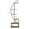 Plant Stand Half Moon Ironwood Suitable For Balcony Patio Home Decoration - Black
