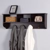 Expresso Wall Mounted Coat Rack with 4 Hooks Wooden Storage Shelf