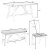 Dining Table with Bench & 4 Chairs Wood Rustic Style - Gray & White