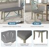 Dining Table with Bench & 4 Chairs Wood Rustic Style - Gray