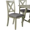 Dining Table with Bench & 4 Chairs Wood Rustic Style - Gray