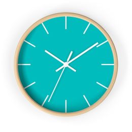 Wall Clock Contemporary Teal Green - Wood & White
