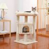 Cat Tree/Tower with Scratching Post, Small Cozy Condo, Top Perch and Dangling Ball Beige