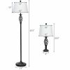 2 Table Lamps 1 Floor Lamp Set with Fabric Shades