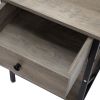 End Table, Night Stand with Metal Frame Set of 2 - Washed Gray