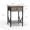 End Table, Night Stand with Metal Frame Set of 2 - Washed Gray