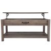 Rustic Wood Lift Top Coffee Table with Hidden Compartment, Open Shelf for Home, Living Room, Office
