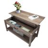 Rustic Wood Lift Top Coffee Table with Hidden Compartment, Open Shelf for Home, Living Room, Office