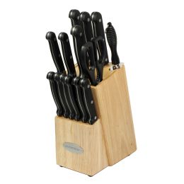 Traditional 15-Piece Knife Set with Block, Natural