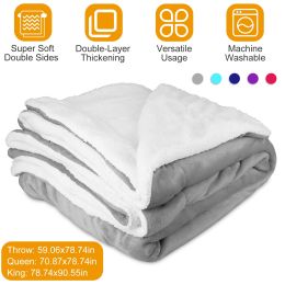 Queen Blanket Soft Flannel Fleece Bed Cover / Car Cozy Blanket - Gray