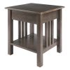 Stafford End Table With Drawer Knobs - Oyster Gray